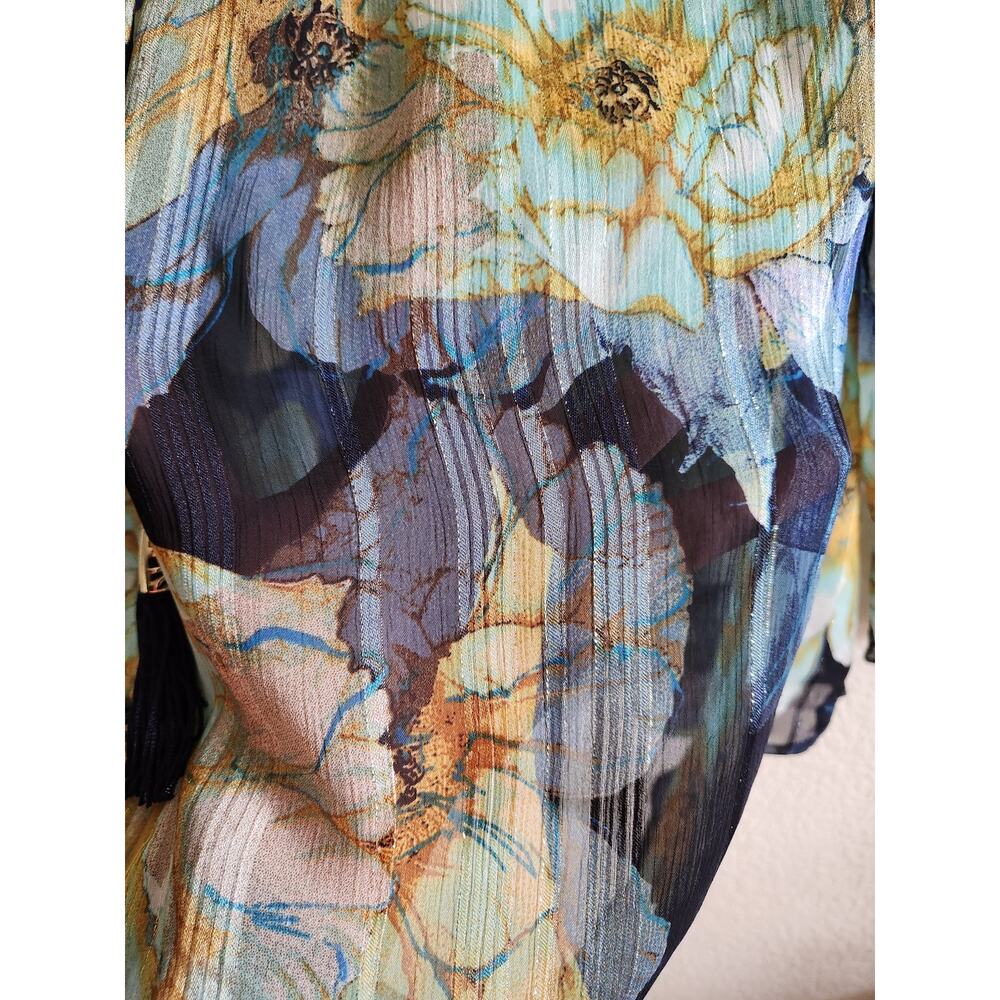 Susan Graver Women's Liquid Knit Flowy Floral Tunic L - Picture 4 of 8
